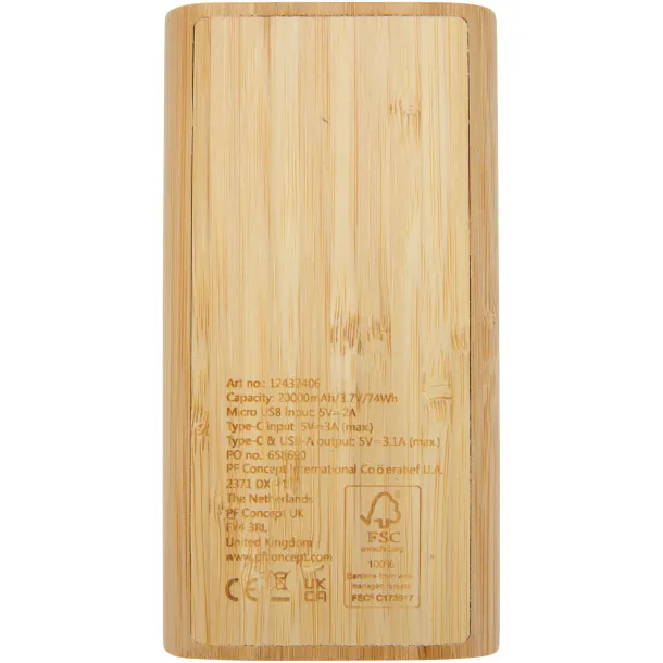 Tulda 20.000 mAh bamboo power bank Natural