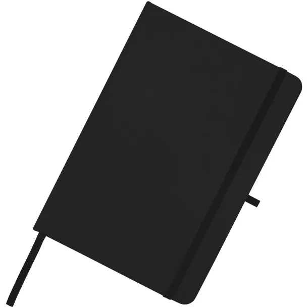 Teak A5 recycled hard cover notebook with lined pages Solid black