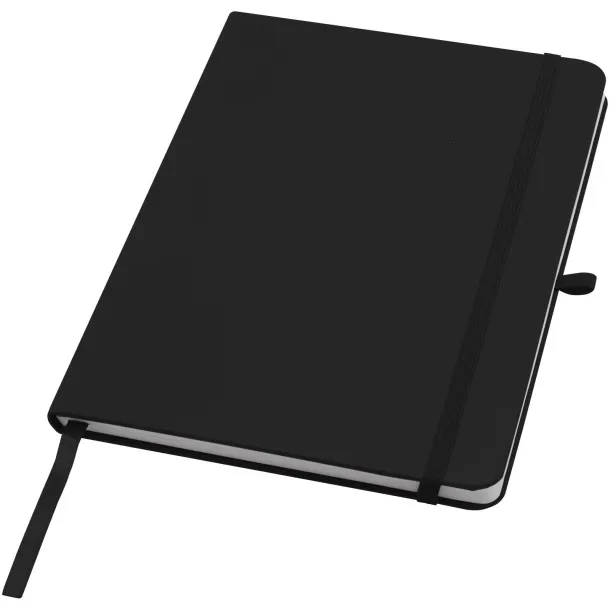 Teak A5 recycled hard cover notebook with lined pages Solid black