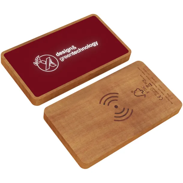 SCX.design P36 5000 mAh light-up wireless power bank - SCX.design Mid red Wood