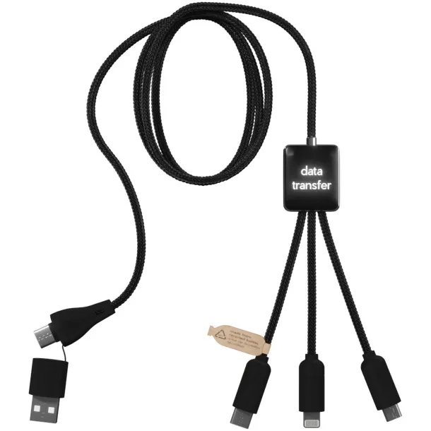 SCX.design C45 5-in-1 rPET charging cable with data transfer - SCX.design Solid black