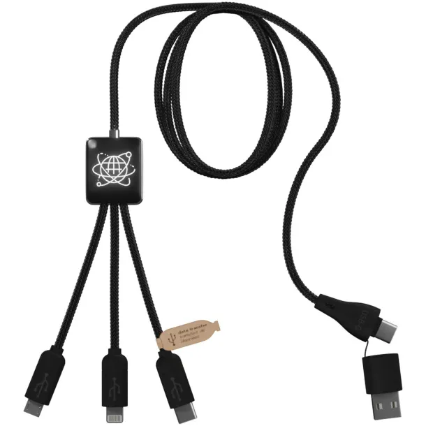 SCX.design C45 5-in-1 rPET charging cable with data transfer - SCX.design Solid black