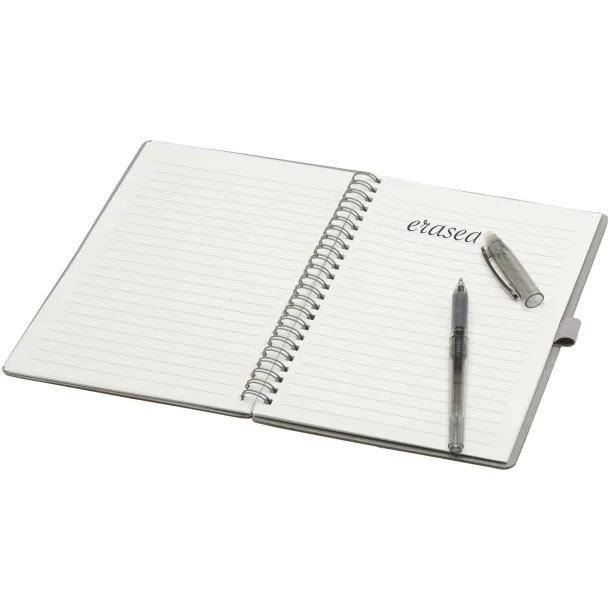 Slate reusable hard cover notebook and pen set (black ink) Grey