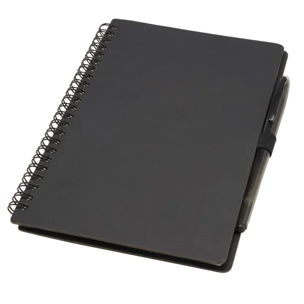 Slate reusable hard cover notebook and pen set (black ink) Solid black