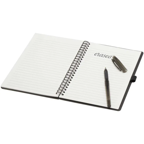 Slate reusable hard cover notebook and pen set (black ink) Solid black