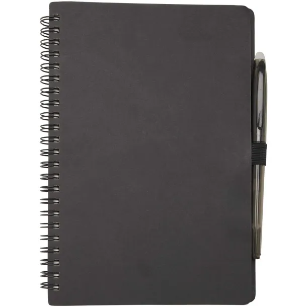 Slate reusable hard cover notebook and pen set (black ink) Solid black