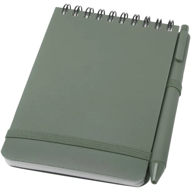 Thalaasa A6 hard cover ocean-bound notebook with ballpoint pen (black ink) Heather green