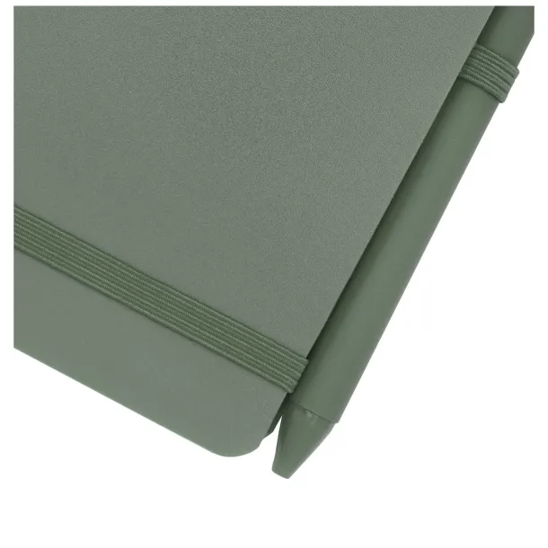 Thalaasa A6 hard cover ocean-bound notebook with ballpoint pen (black ink) Heather green