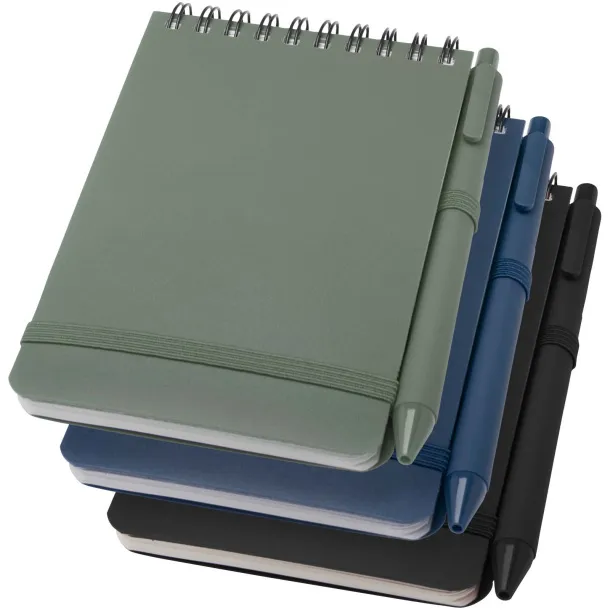 Thalaasa A6 hard cover ocean-bound notebook with ballpoint pen (black ink) Heather green