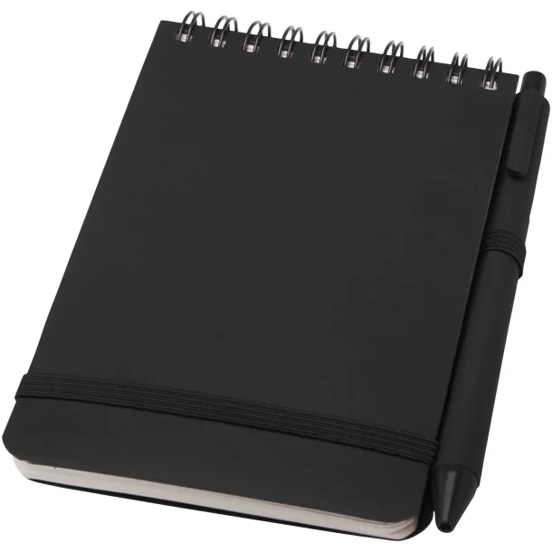 Thalaasa A6 hard cover ocean-bound notebook with ballpoint pen (black ink) Solid black