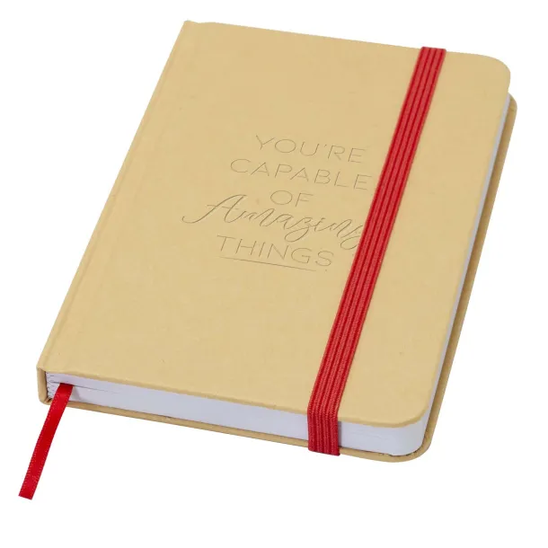 Reed A6 recycled hard cover notebook with plain pages Red