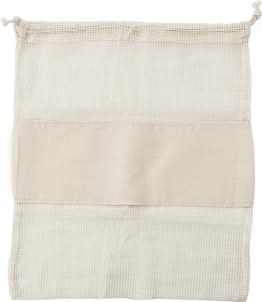 Adele Set of three reusasable cotton mesh produce bags khaki