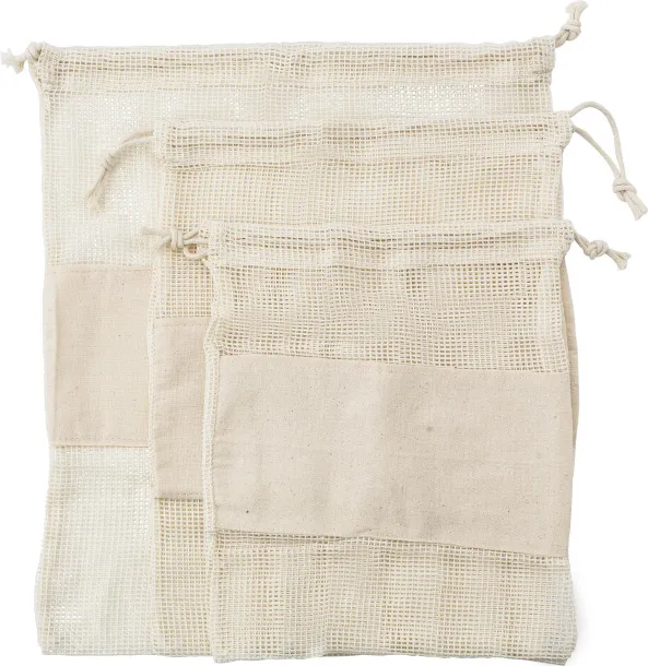 Adele Set of three reusasable cotton mesh produce bags