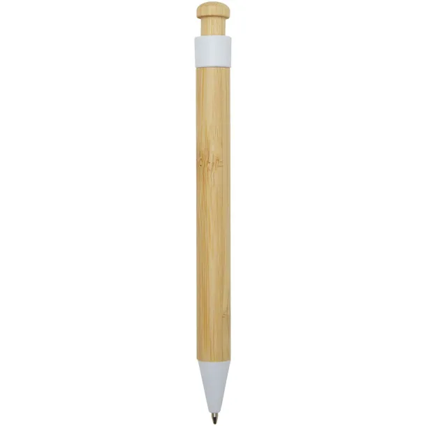 Rattan bamboo and recycled plastic ballpoint pen (black ink) - Unbranded White