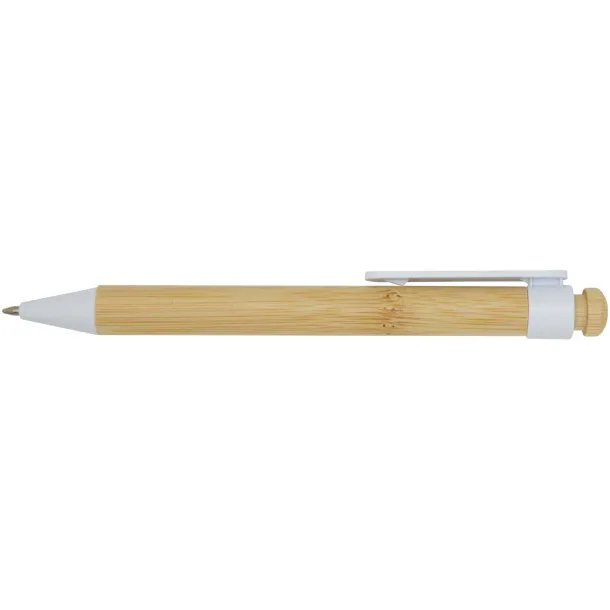 Rattan bamboo and recycled plastic ballpoint pen (black ink) White