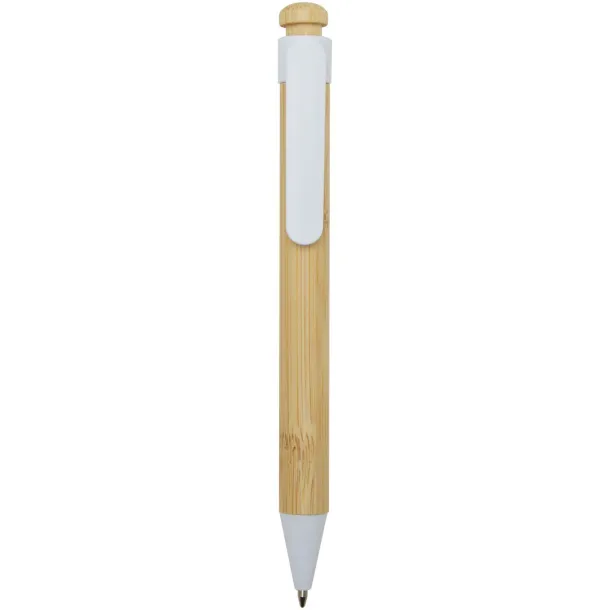 Rattan bamboo and recycled plastic ballpoint pen (black ink) - Unbranded White