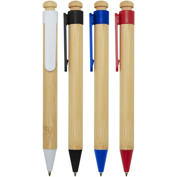 Rattan bamboo and recycled plastic ballpoint pen (black ink) - Unbranded White