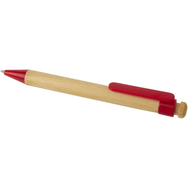 Rattan bamboo and recycled plastic ballpoint pen (black ink) Red