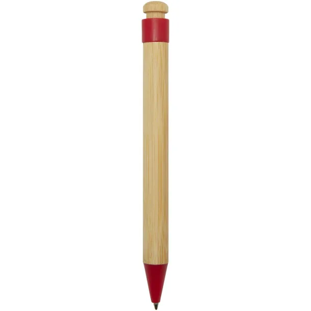 Rattan bamboo and recycled plastic ballpoint pen (black ink) Red