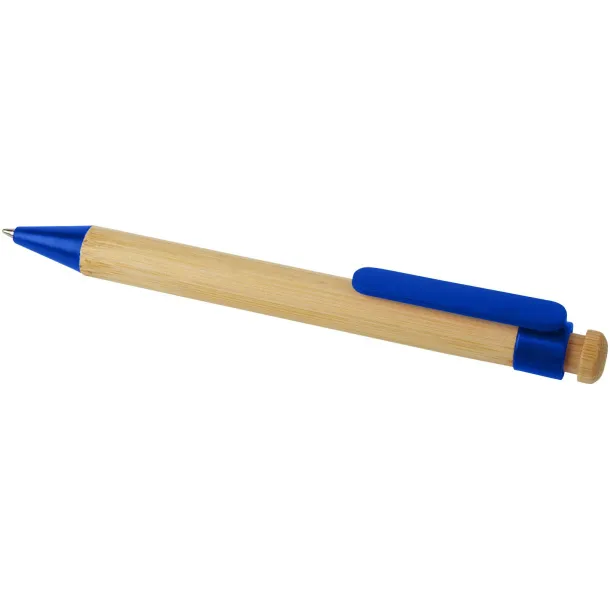 Rattan bamboo and recycled plastic ballpoint pen (black ink) Blue