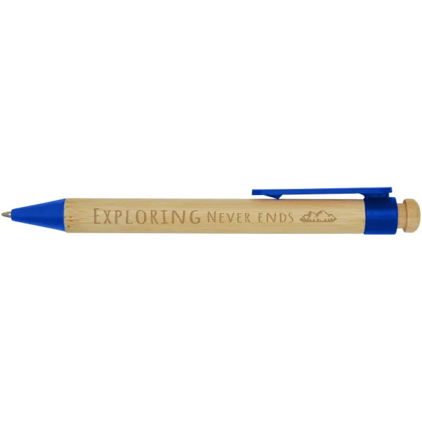 Rattan bamboo and recycled plastic ballpoint pen (black ink) Blue