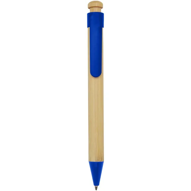 Rattan bamboo and recycled plastic ballpoint pen (black ink) Blue