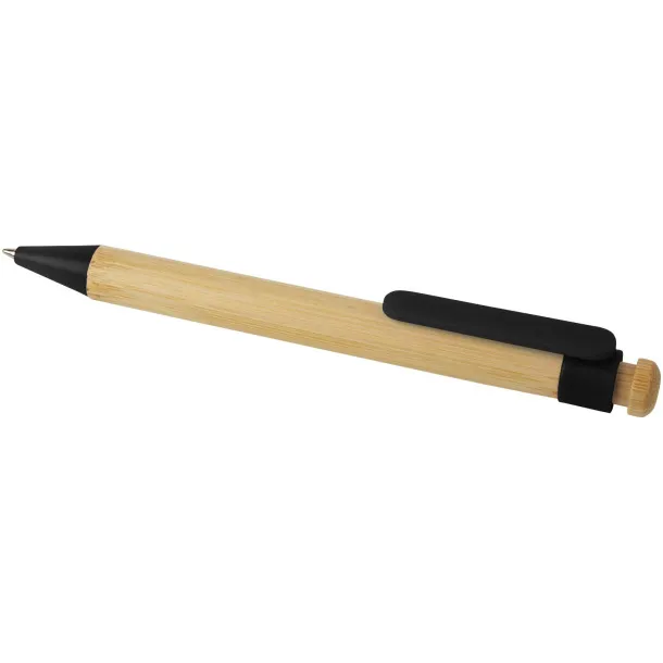Rattan bamboo and recycled plastic ballpoint pen (black ink) Crna