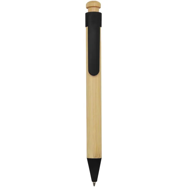Rattan bamboo and recycled plastic ballpoint pen (black ink) Crna