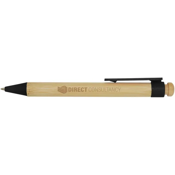 Rattan bamboo and recycled plastic ballpoint pen (black ink) Crna