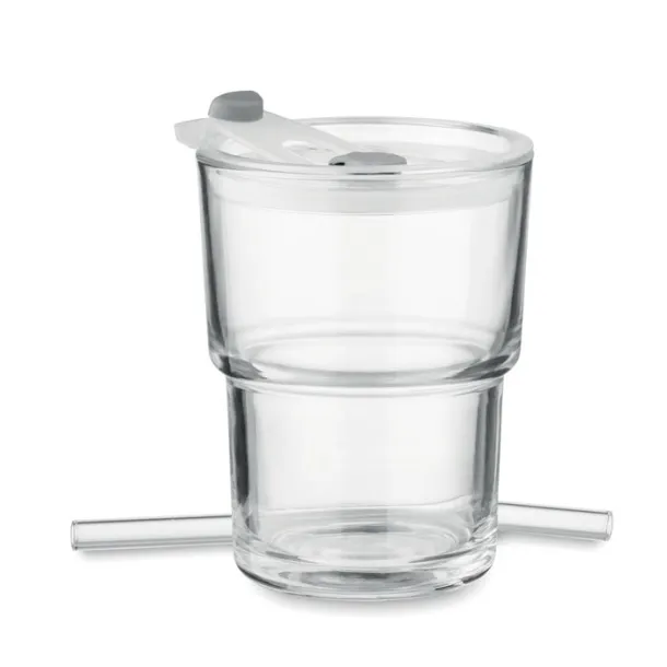 SIP Glass tumbler with straw 400ml Transparent