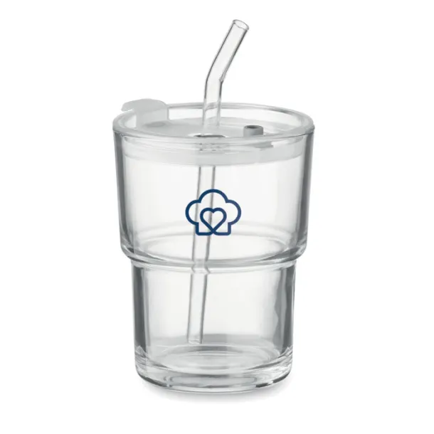 SIP Glass tumbler with straw 400ml Transparent