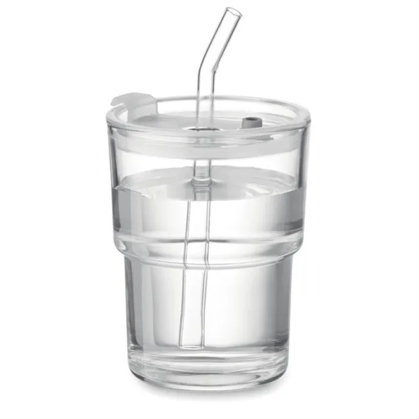 SIP Glass tumbler with straw 400ml Transparent