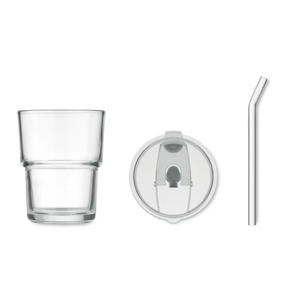 SIP Glass tumbler with straw 400ml Transparent