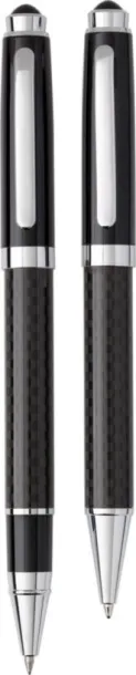Ziva Carbon fibre and brass writing set Crna