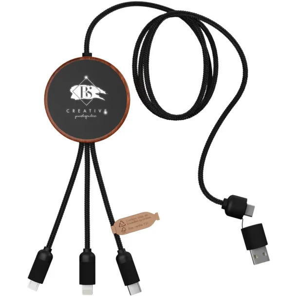 SCX.design C40 5-in-1 rPET light-up logo charging cable and 10W charging pad - SCX.design Wood