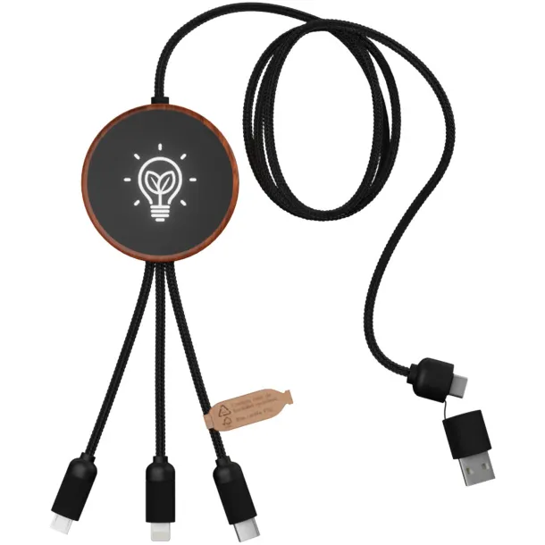 SCX.design C40 5-in-1 rPET light-up logo charging cable and 10W charging pad - SCX.design Wood