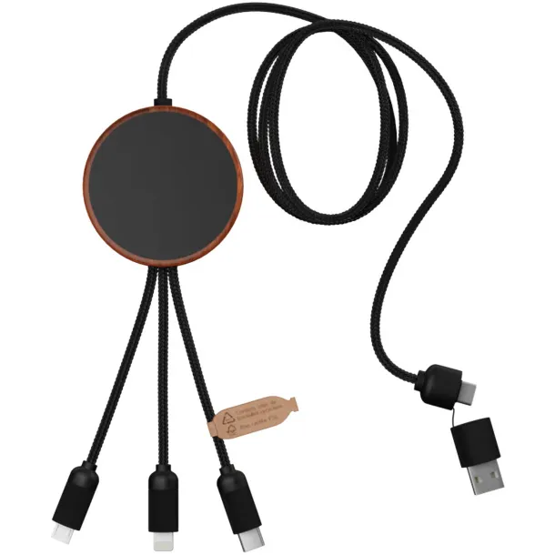 SCX.design C40 5-in-1 rPET light-up logo charging cable and 10W charging pad - SCX.design Wood