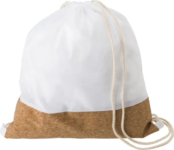 Elodie rPET and cork drawstring backpack  white