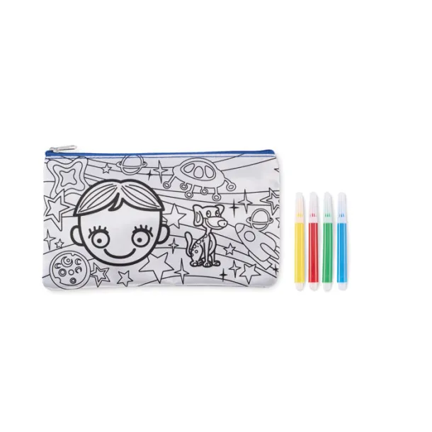 KIDDO Pencil case with markers Royal blue