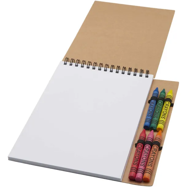 Doodle A5 spiral soft cover notebook and crayon set Natural