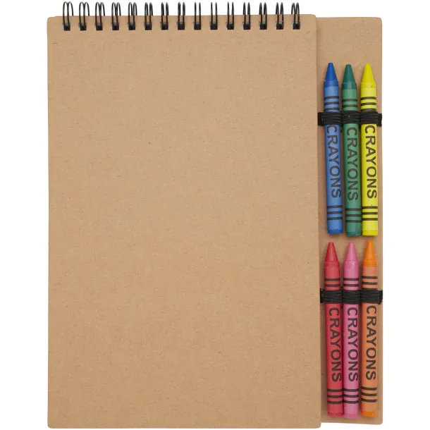 Doodle A5 spiral soft cover notebook and crayon set Natural