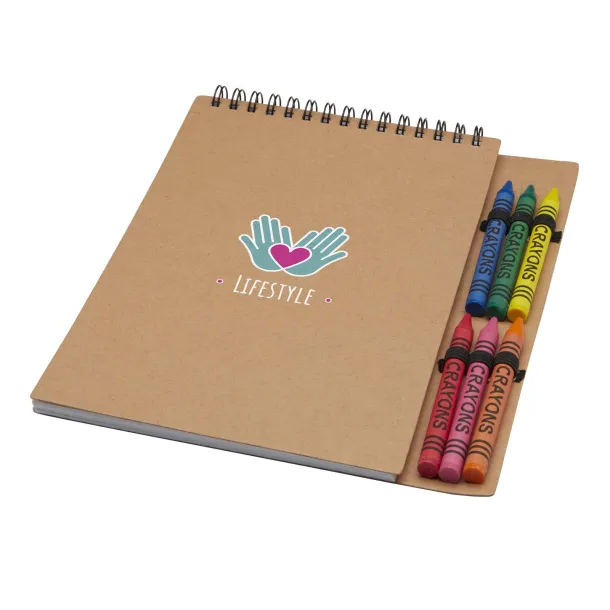 Doodle A5 spiral soft cover notebook and crayon set Natural