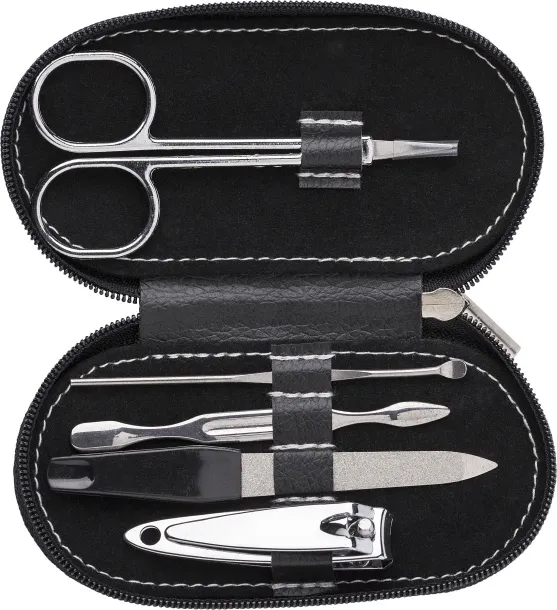 BLAKE PVC pouch with manicure set Crna