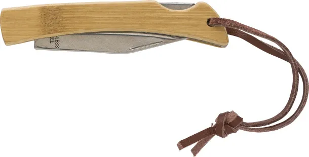 Beckett Stainless steel and bamboo foldable knife brown