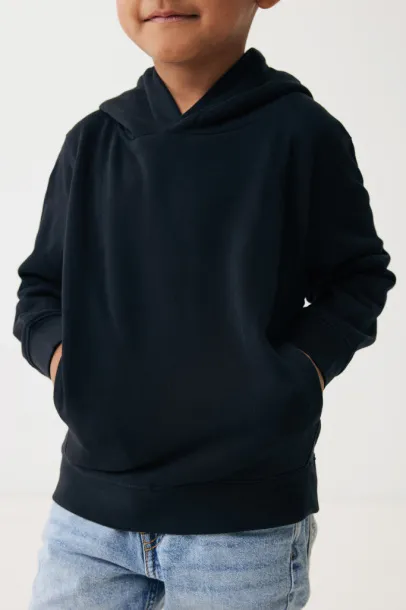 Iqoniq Yengo dječji hoodie od recikliranog pamuka s bičnim džepovima, 280 g/m² - iqoniq Crna 