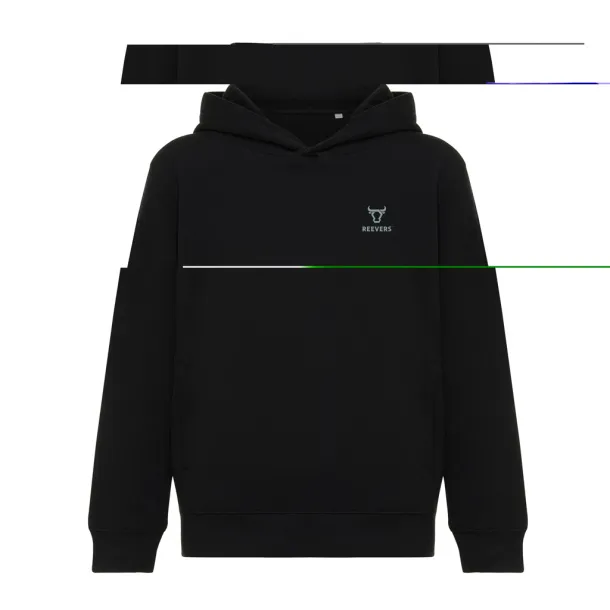 Iqoniq Yengo dječji hoodie od recikliranog pamuka s bičnim džepovima, 280 g/m² - iqoniq Crna 