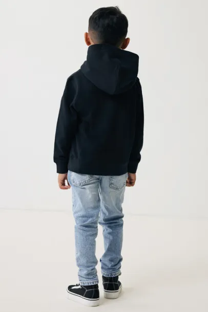 Iqoniq Yengo dječji hoodie od recikliranog pamuka s bičnim džepovima, 280 g/m² - iqoniq Crna 