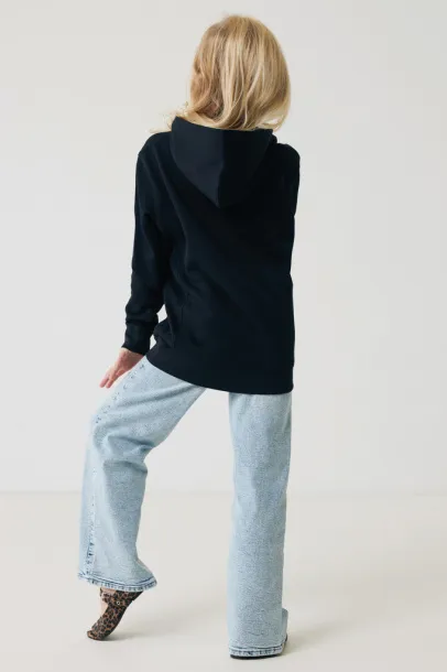 Iqoniq Yengo dječji hoodie od recikliranog pamuka s bičnim džepovima, 280 g/m² - iqoniq Crna 