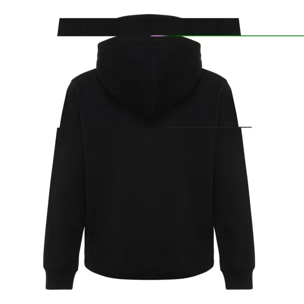 Iqoniq Yengo dječji hoodie od recikliranog pamuka s bičnim džepovima, 280 g/m² - iqoniq Crna 