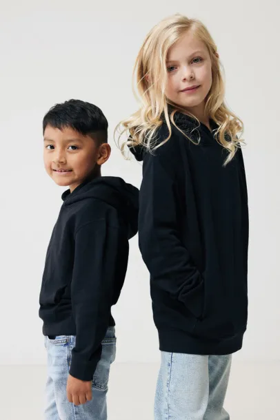 Iqoniq Yengo dječji hoodie od recikliranog pamuka s bičnim džepovima, 280 g/m² - iqoniq Crna 